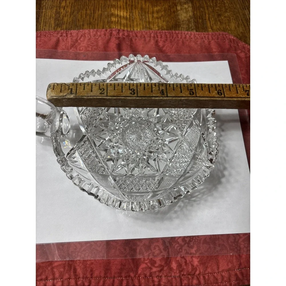 ABP Finely Cut Glass Nappy Hobstar Saw Tooth‎ Rim American Brilliant Period